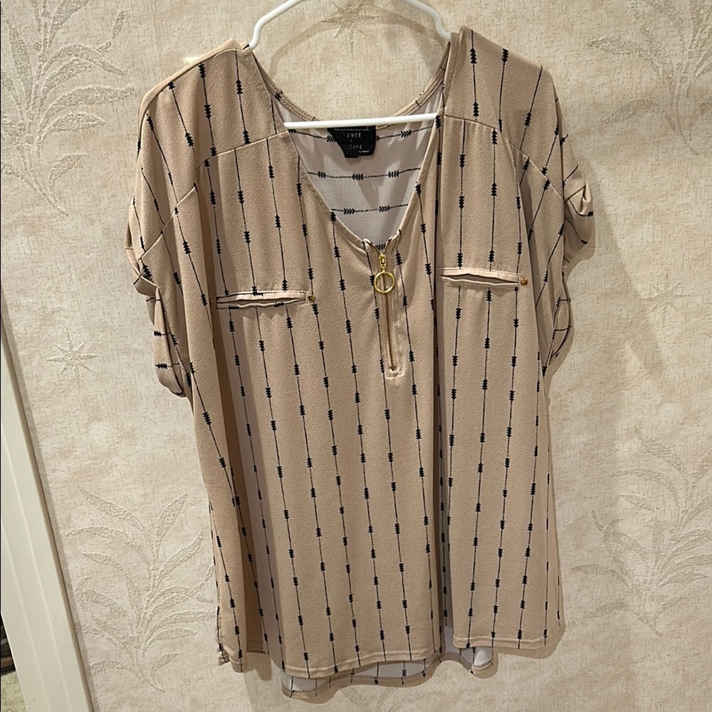 Tan Striped Women's Top
